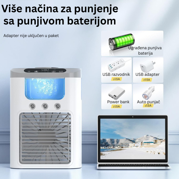 Bežična 4u1 mini klima sa punjivom baterijom