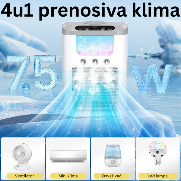Bežična 4u1 mini klima sa punjivom baterijom