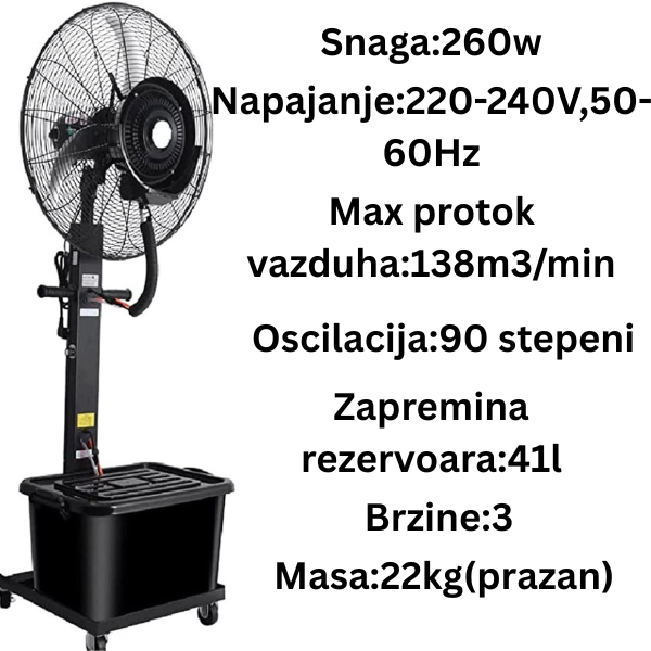 Profesionalni Ventilator sa raspršivačem vode-za kafiće,restorane,bašte