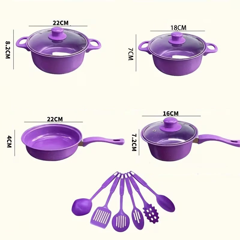 set posuđa 13 delova ljubičasti — detalj 6