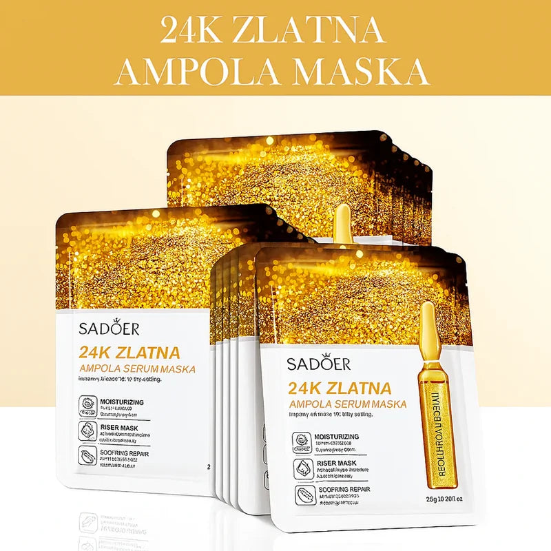 zlatna ampula maska za lice — detalj 1
