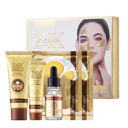sadržaj seta za negu lica, piling maska, čistač i serum poređani