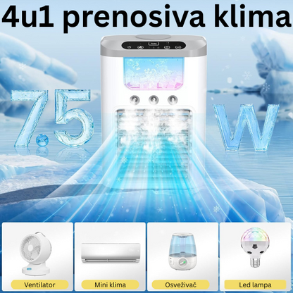 Bežična 4u1 mini klima sa punjivom baterijom