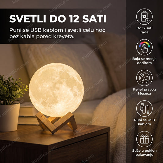 3d mesec lampa na noćnom stočiću sa toplim svetlom, benefiti proizvoda