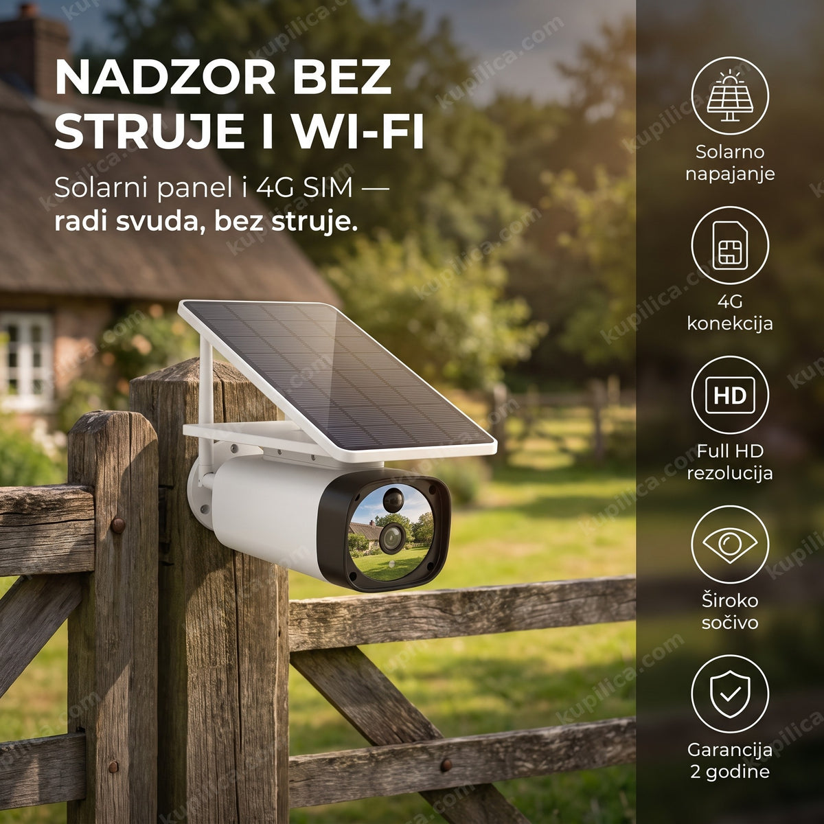 4g solarna kamera postavljena na ogradi vikendice, benefiti proizvoda