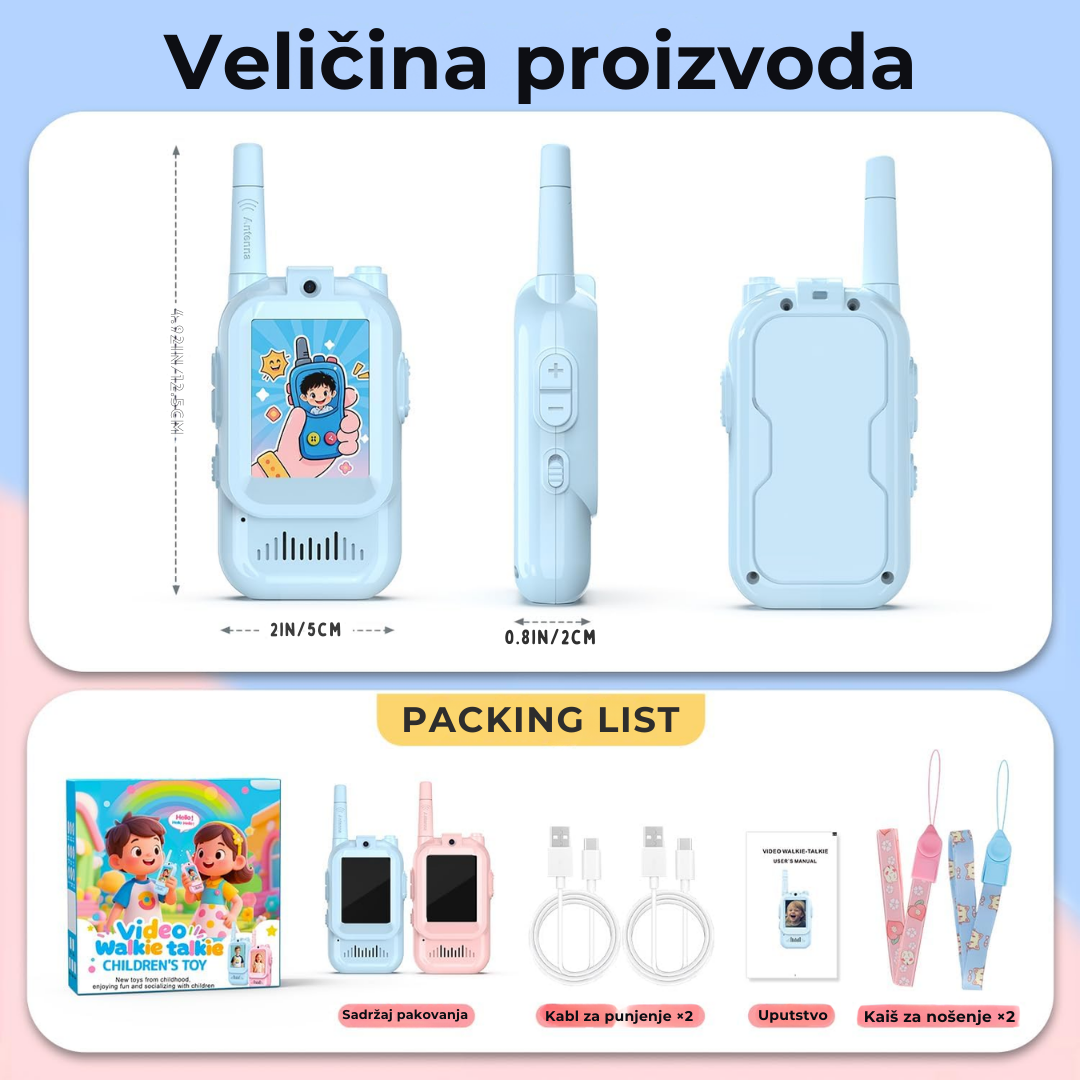 Video voki-toki za decu — set 2 uređaja, 2" HD ekran