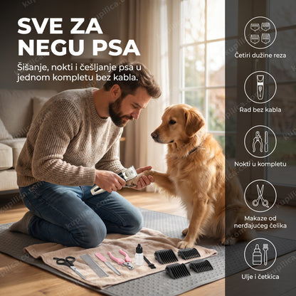 5u1 set za šišanje pasa — muškarac šiša šape psa kod kuće setom za negu, benefiti proizvoda