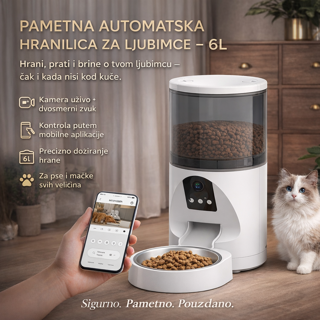 Automatska hranilica za ljubimce sa HD kamerom — 6 L