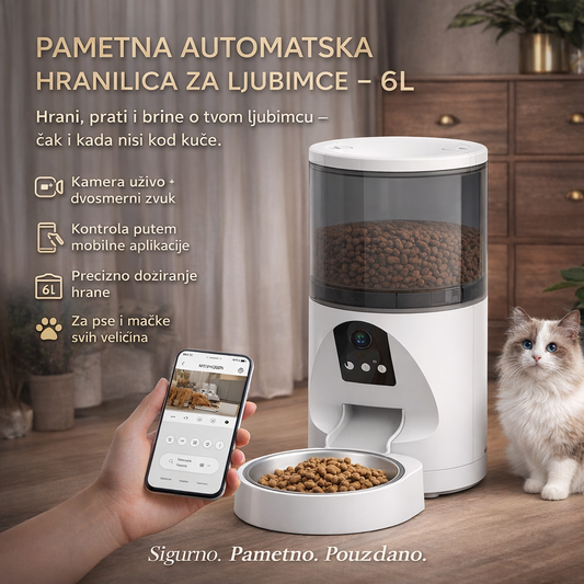 Automatska hranilica za ljubimce sa HD kamerom — 6 L