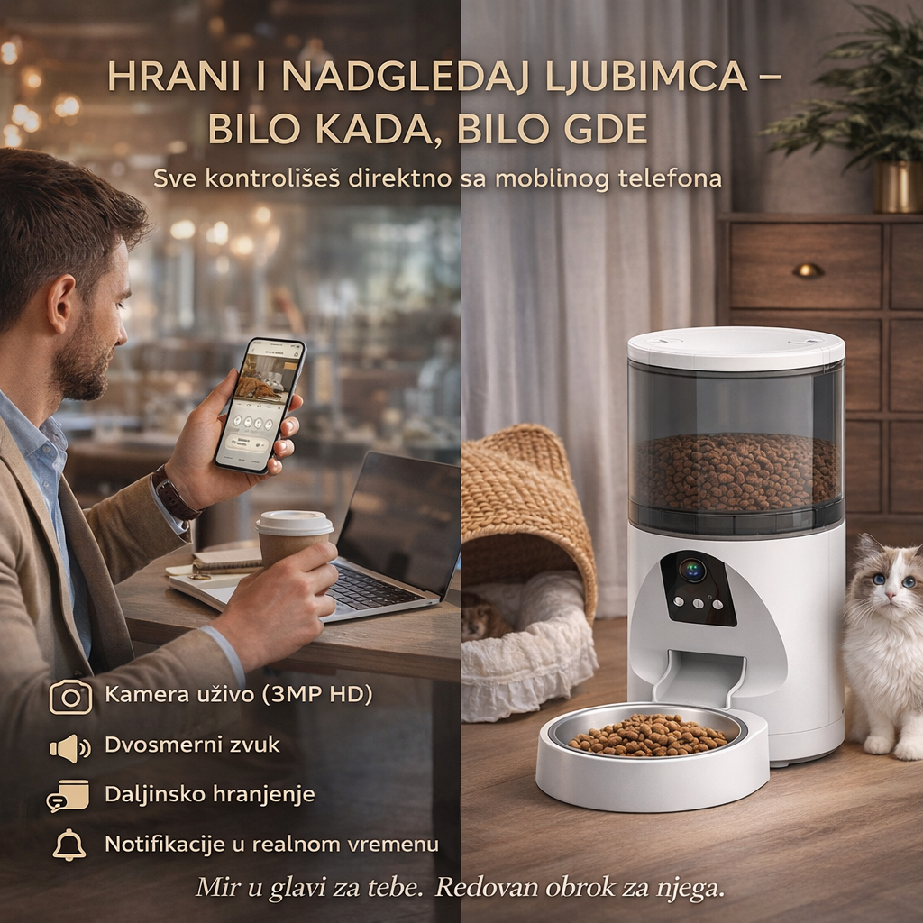 Automatska hranilica za ljubimce sa HD kamerom — 6 L