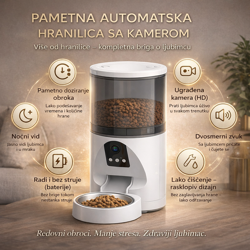 Automatska hranilica za ljubimce sa HD kamerom — 6 L