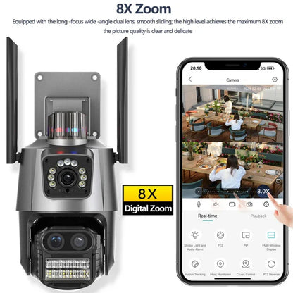 Sigurnosna 4k Dual kamera za Video nadzor sa AI detekcijom i sirenom 8x Zoom