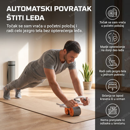 ab roller sa automatskim povratom koji osoba koristi za vežbanje trbušnih mišića kod kuće, benefiti proizvoda