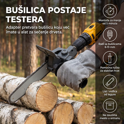 adapter za bušilicu koji seče drva u dvorištu, benefiti proizvoda