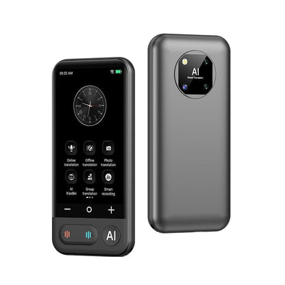 AI prevodilac jezika — prednja i zadnja strana uređaja sa touch ekranom