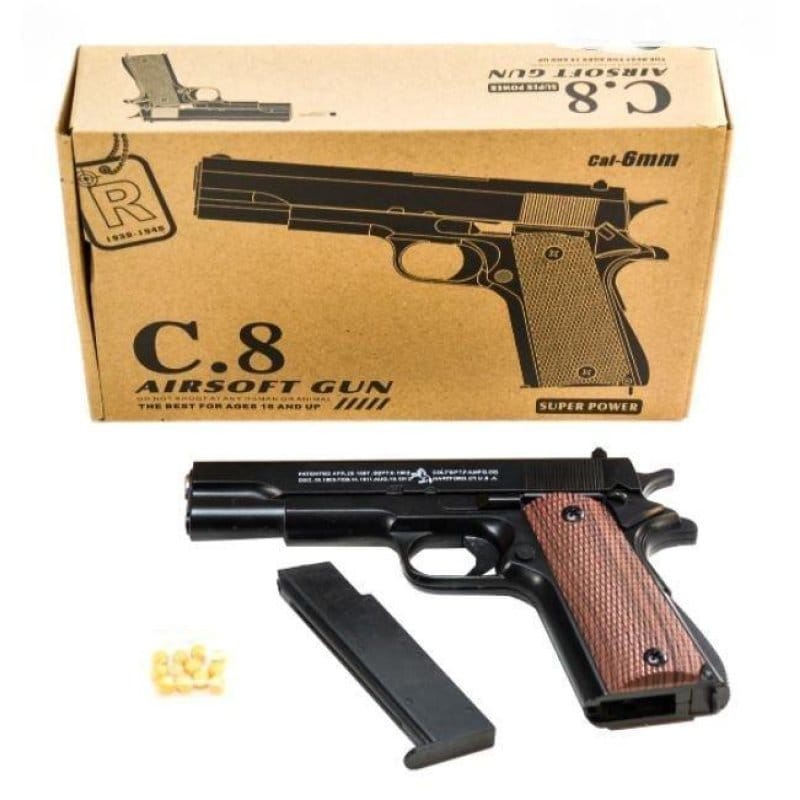 airsoft pištolj C8 Kolt 1911 metalna replika sa okvirom i kuglicama 6mm