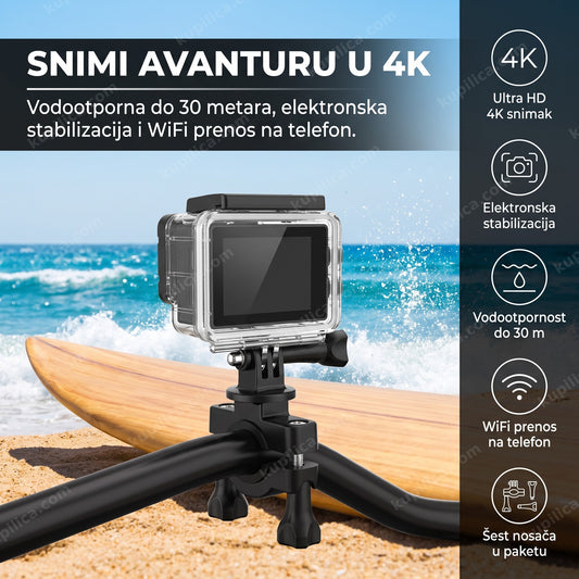 akciona kamera 4k wifi na dasci za surf pored mora, benefiti proizvoda