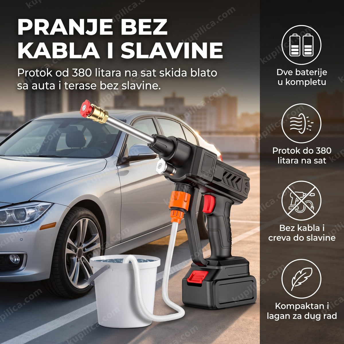 aku perač pod visokim pritiskom za pranje automobila na terasi, benefiti proizvoda