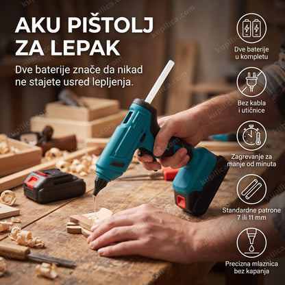 Aku pištolj za lepak nanosi lepak na drvo na hobi stolu, benefiti proizvoda