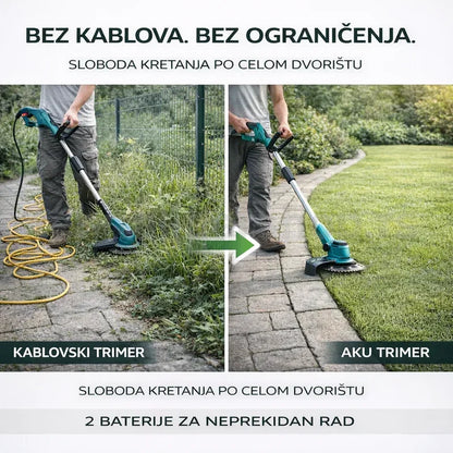 aku trimer za travu sa točkićima — detalj 3