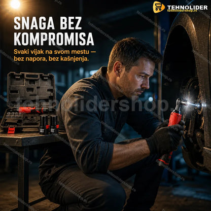 akumulatorski ključ sa čegrtaljkom 12V sa dve baterije na stolu