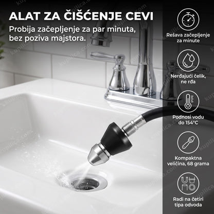 alat za čišćenje cevi visokim pritiskom u kupatilskom umivaoniku, benefiti proizvoda