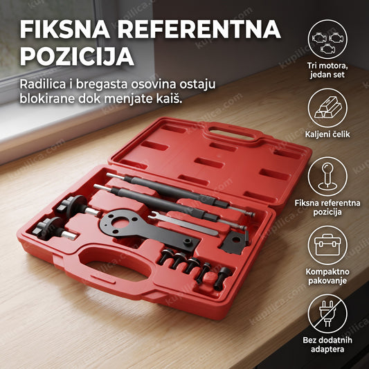 alat za faziranje motora u otvorenom koferu u radionici