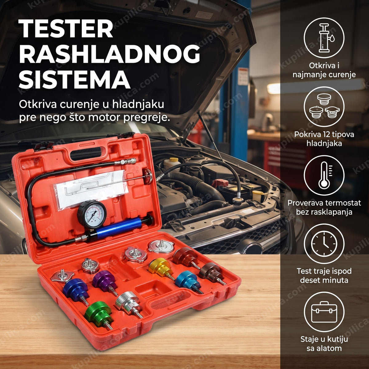 alat za ispitivanje rashladnog sistema sa meračem pritiska na hladnjaku automobila, benefiti proizvoda