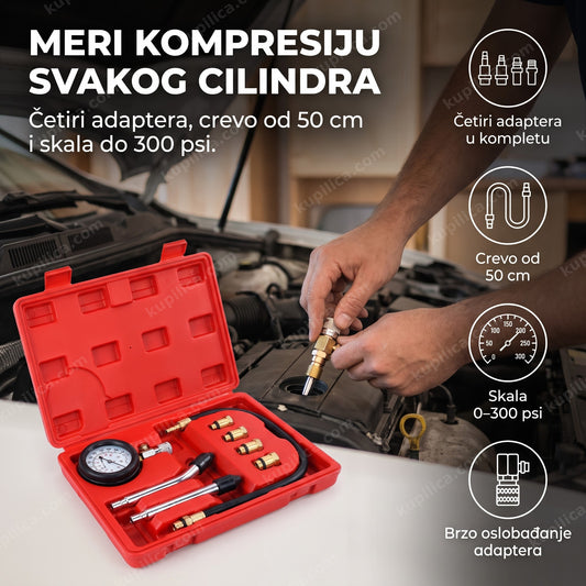 alat za merenje kompresije benzinskih motora na svećici automobila u garaži, benefiti proizvoda