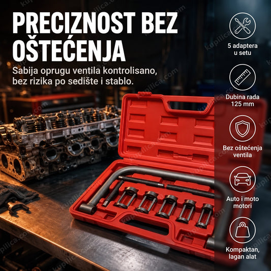 alat za opruge ventila motora sa pet adaptera u koferu