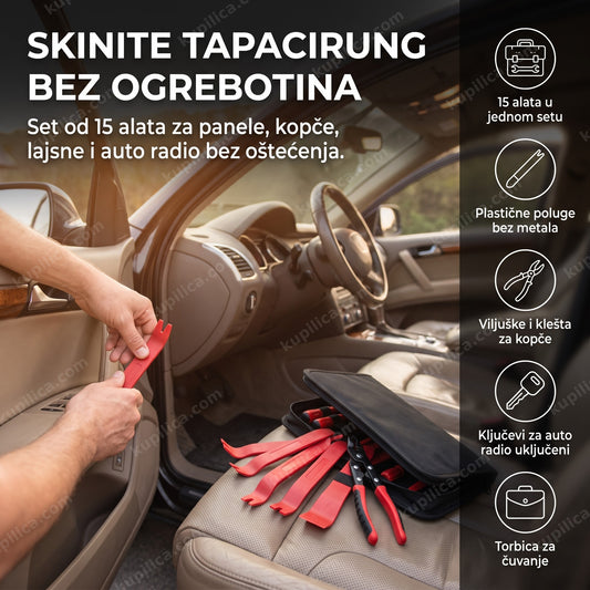 alat za skidanje tapacirunga u upotrebi na vratima automobila, benefiti proizvoda