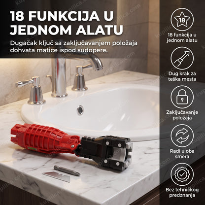 alat za slavine sa dugačkom drškom i steznom glavom u kupatilu