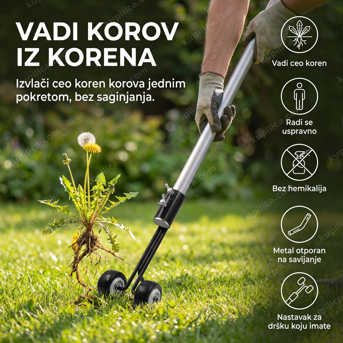 alat za uklanjanje korova u travnjaku sa metalnim nastavkom, benefiti proizvoda