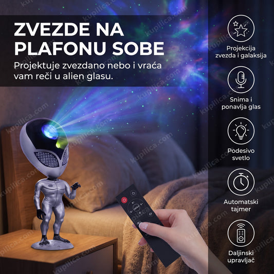 alien lampa zvezdano nebo koja ponavlja reči, projekcija zvezda u dečijoj sobi noću, benefiti proizvoda