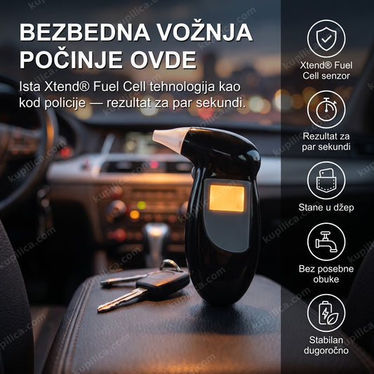 alkotest uređaj sa Fuel Cell senzorom — uređaj na tabli automobila pored ključeva
