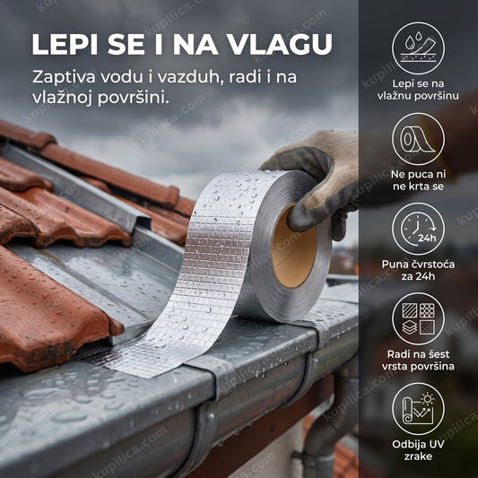 srebrna aluminijumska butil traka za hidroizolaciju krova i oluka, benefiti proizvoda