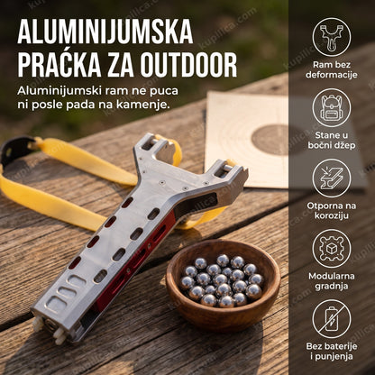 Aluminijumska praćka i čelične kuglice na stolu za outdoor rekreaciju, benefiti proizvoda