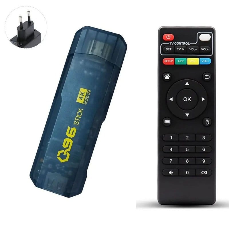 Q96 stik uređaj, daljinski upravljač i adapter za napajanje sa eu utikačem