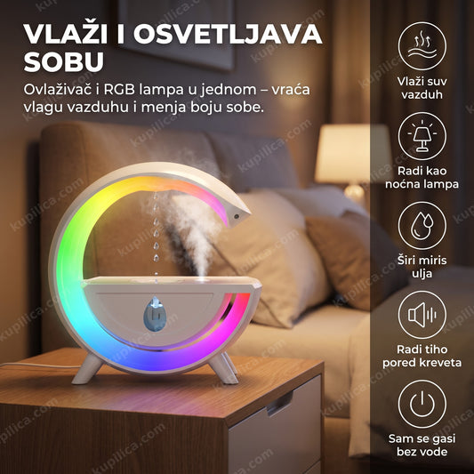 anti gravity difuzer sa lampom na noćnom stočiću sa RGB svetlom i maglom – benefiti proizvoda