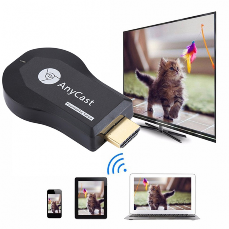 bežični HDMI adapter AnyCast M9 Plus — HDMI prijemnik sa USB kablom i Wi-Fi modulom