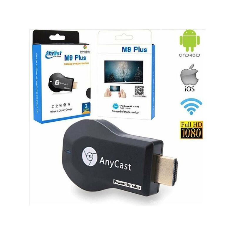 AnyCast M9 Plus HDMI prijemnik i USB kabl sa Wi-Fi modulom iz pakovanja