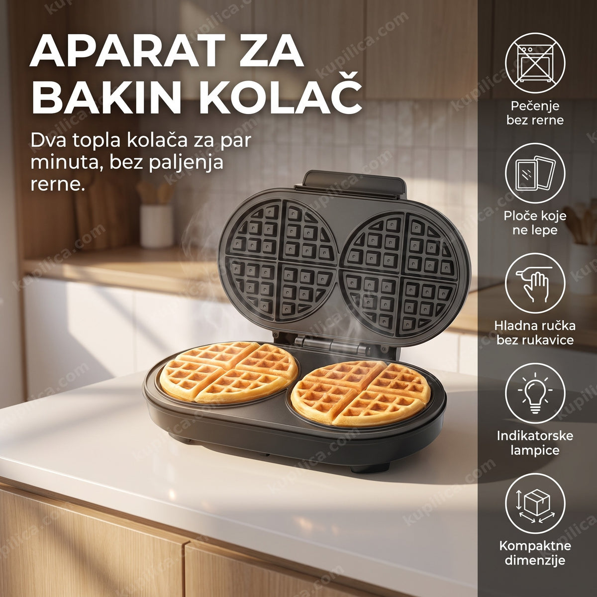 aparat za bakin kolač peče dva kolača u kuhinji, benefiti proizvoda