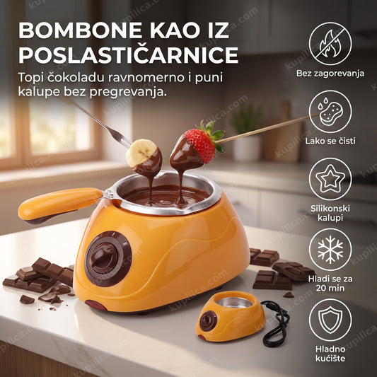 aparat za čokoladne bombone sa posudom i ručkom
