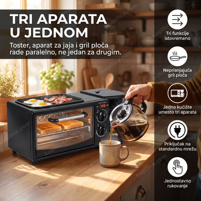 aparat za doručak 3 u 1 sa tosterom, jajima i gril pločom u kuhinji, benefiti proizvoda