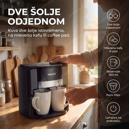 HALEY HY2818 aparat za kafu 650 W — filter aparat za dve šolje