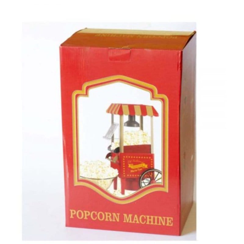 kutija proizvoda Popcorn Machine sa slikom retro kolica za kokice