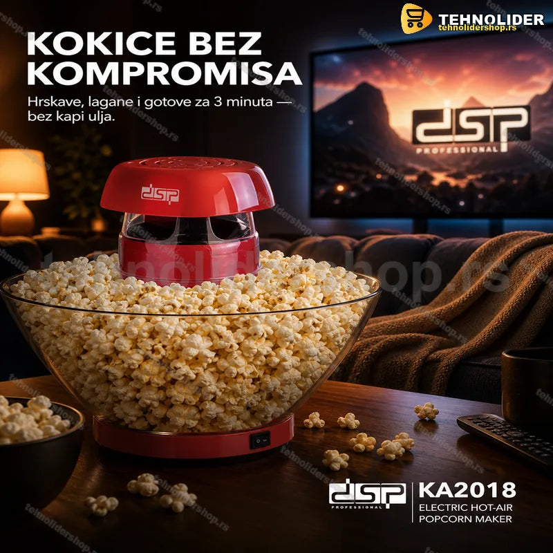 aparat za kokice DSP KA2018 na kuhinjskom pultu sa providnom posudom