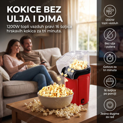aparat za kokice na topli vazduh tokom filmske veceri, benefiti proizvoda