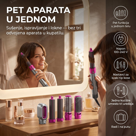 aparat za kosu 5 u 1 fen presa i uvijač na toaletnom stočiću, benefiti proizvoda