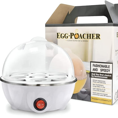 aparat za kuvanje jaja za 7 jaja pored kutije proizvoda Egg Poacher